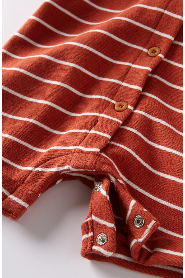 Stripe Button-Up Cotton French Terry Romper, Alternate, color, RUST ADOBE PICNIC STRIPE