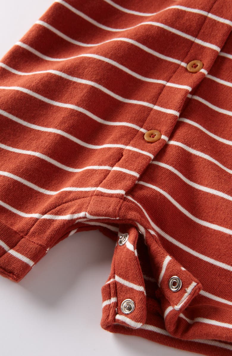 Nordstrom Stripe Button-Up Cotton French Terry Romper, Alternate, color, Rust Adobe Picnic Stripe