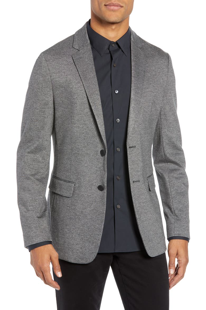 Clinton Marled Ponte Sport Coat, Main, color, BLACK MELANGE