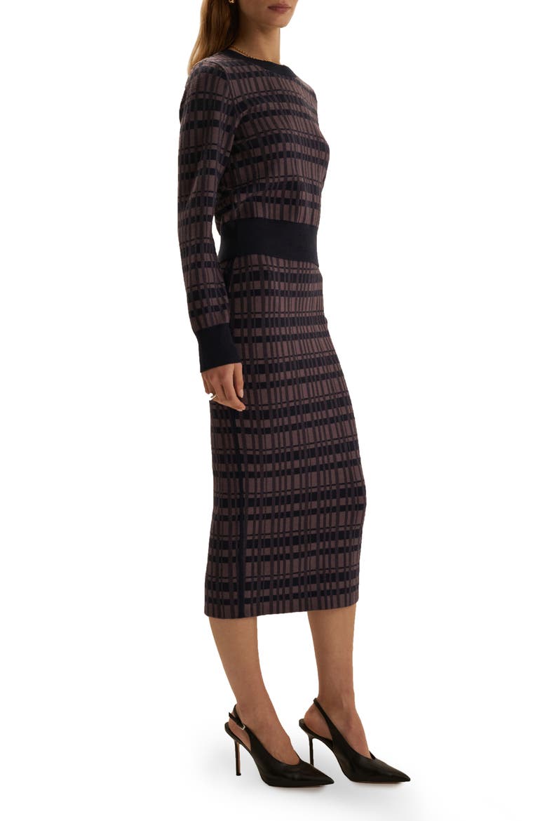 Draper Midi Skirt, Alternate, color, NAVY PLAID