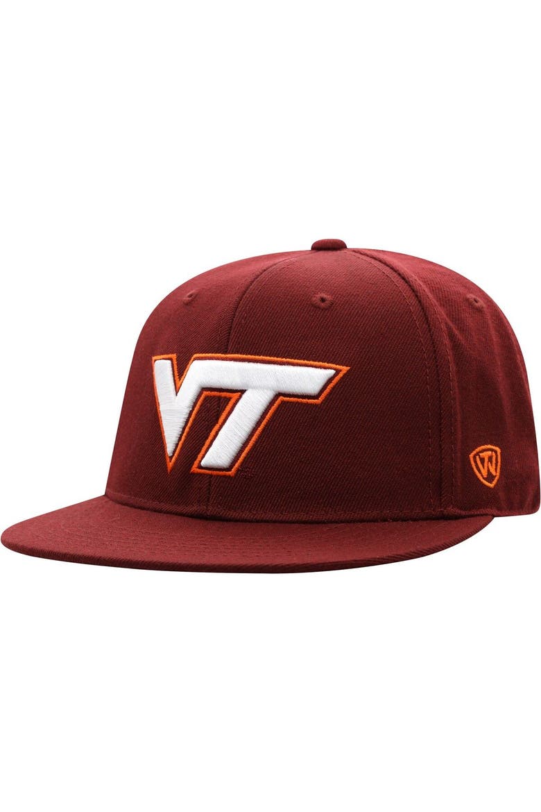 Men's Top of the World Maroon Virginia Tech Hokies Team Color Fitted Hat, Main, color, Maroon