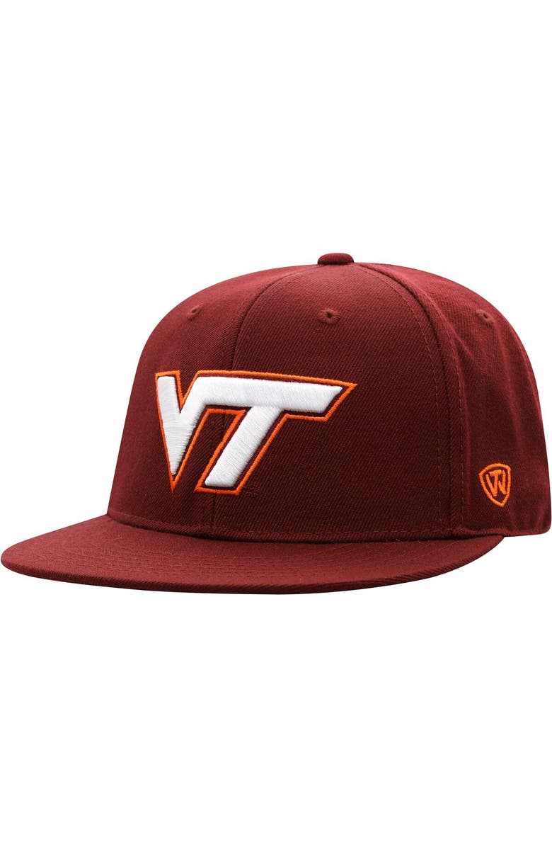 TOP OF THE WORLD Men's Top of the World Maroon Virginia Tech Hokies Team Color Fitted Hat, Main, color, Maroon