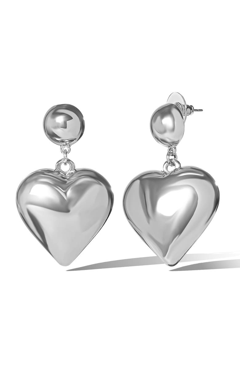 Jessica Simpson Drop Hear Dangle Earrings, Alternate, color, Silver