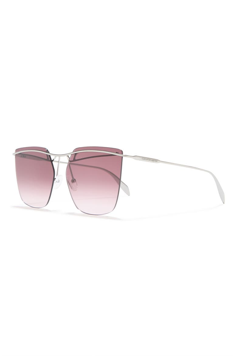 Alexander McQueen 59mm Square Sunglasses, Alternate, color, RUTHENIUM RUTHENIUM RED/GDK