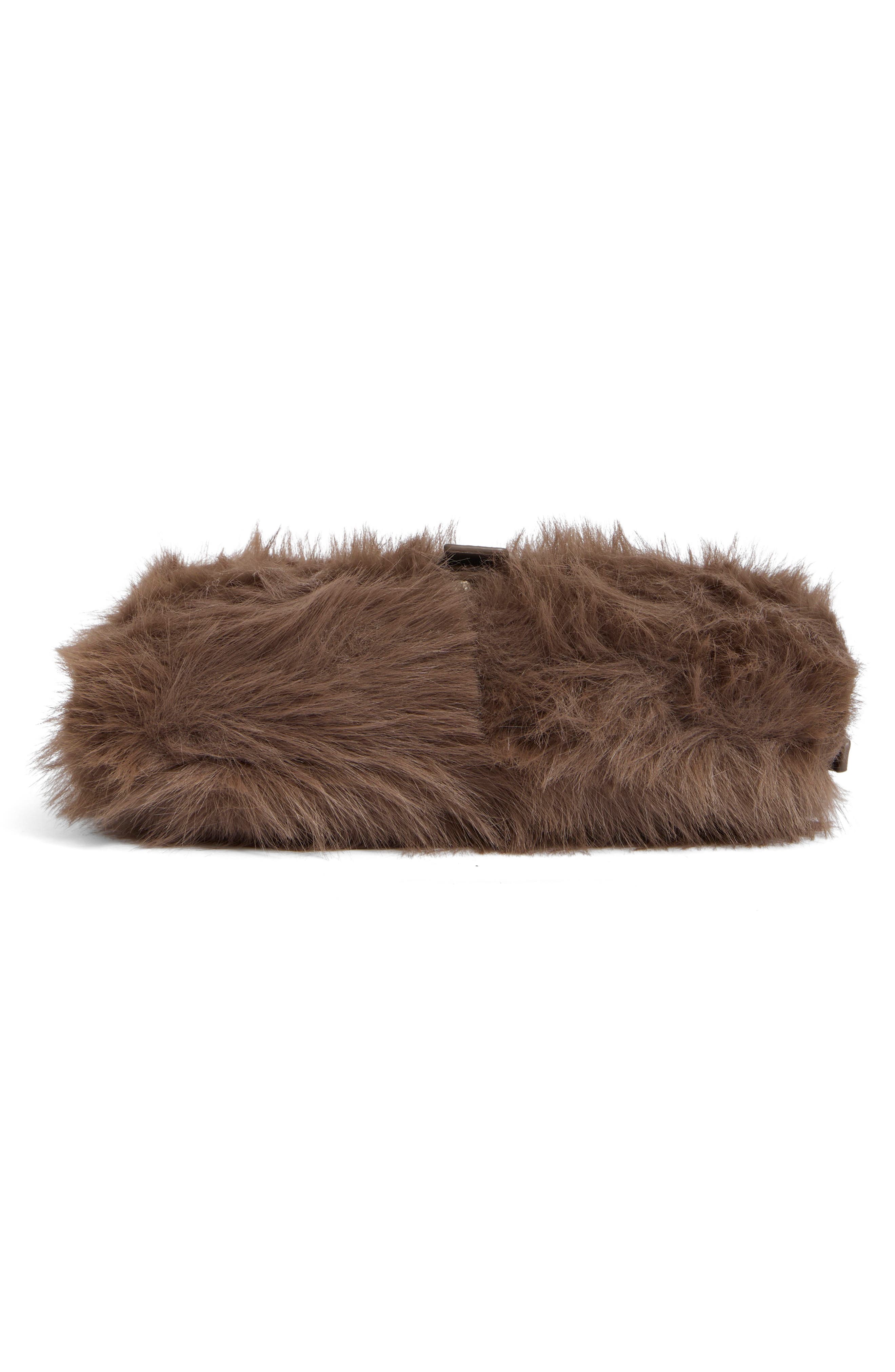 Faux Fur Buckle Shoulder Bag, Alternate, color, MUSHROOM
