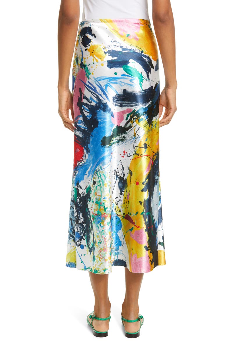 Sies Marjan Paint Print Satin Midi Skirt, Alternate, color, 
