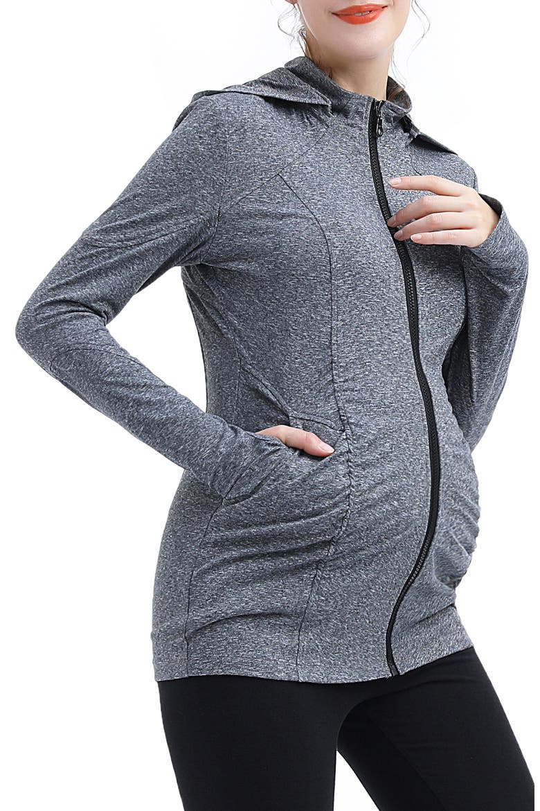 Jojo Performance Maternity Jacket, Alternate, color, DARK HEATHER GRAY
