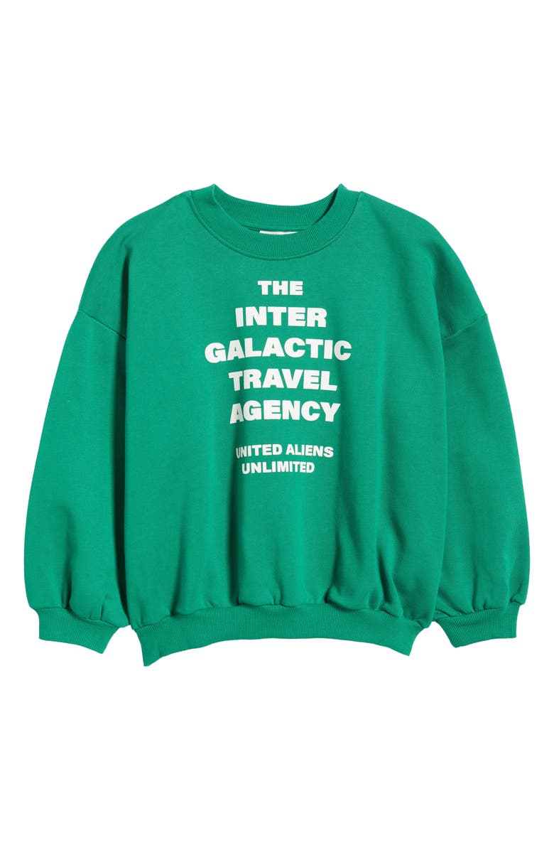 Mini Rodini Kids' Travel Agency Organic Cotton Sweatshirt, Main, color, Green