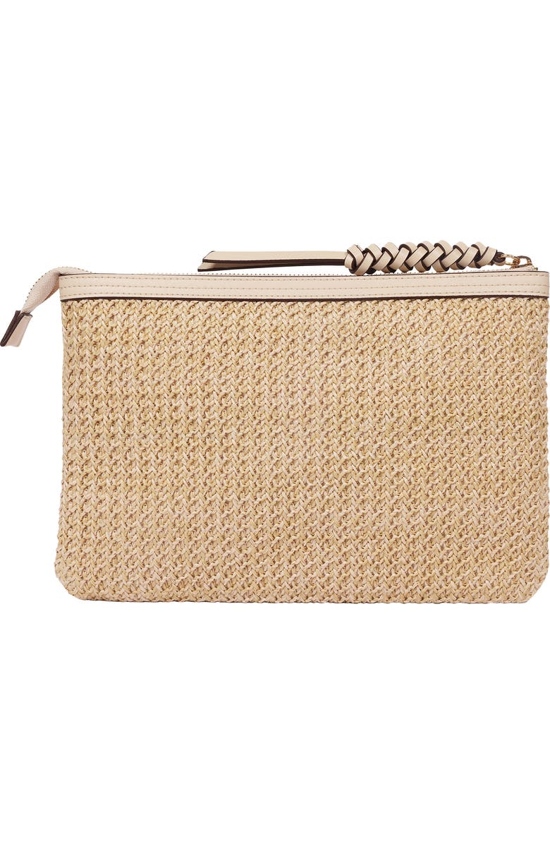 Tommy Bahama Raffia Top Embroidered Clutch, Alternate, color, Cream