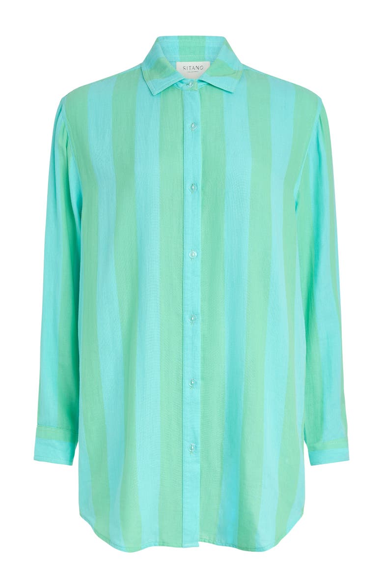 SITANO Positano Shirt Dress Cover-Up, Alternate, color, Blue/Green