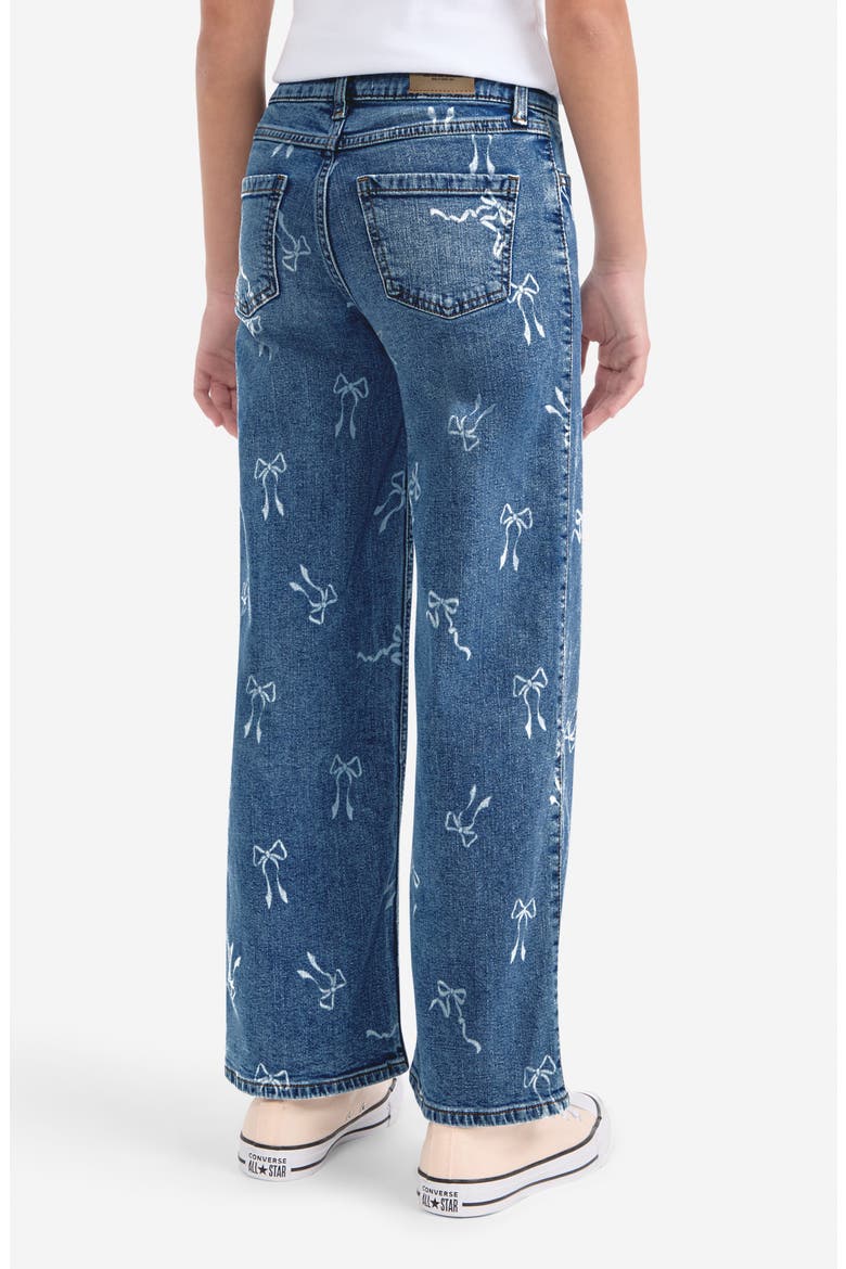 Kids' Bow Print High Waist Wide Leg Jeans, Alternate, color, MGLANF DUS