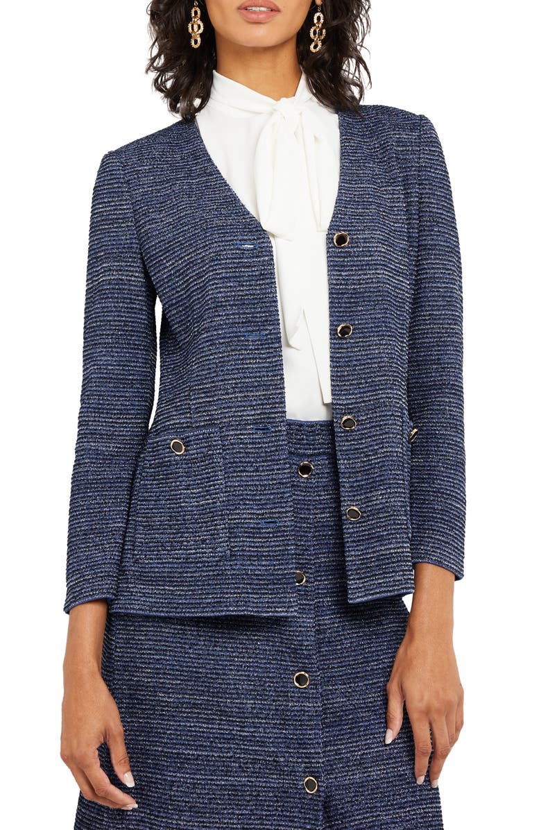 Misook Metallic Tweed Jacket, Main, color, 