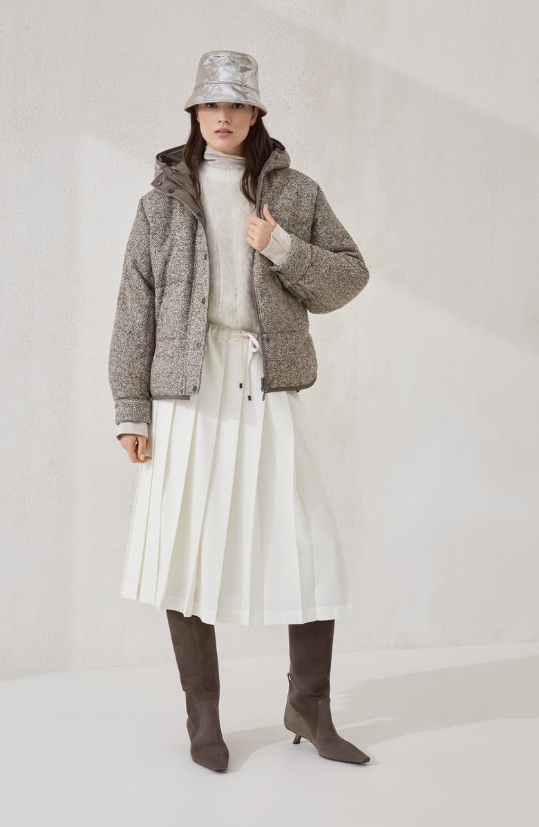 Brunello Cucinelli Flecked chevron down jacket, Alternate, color, Rope