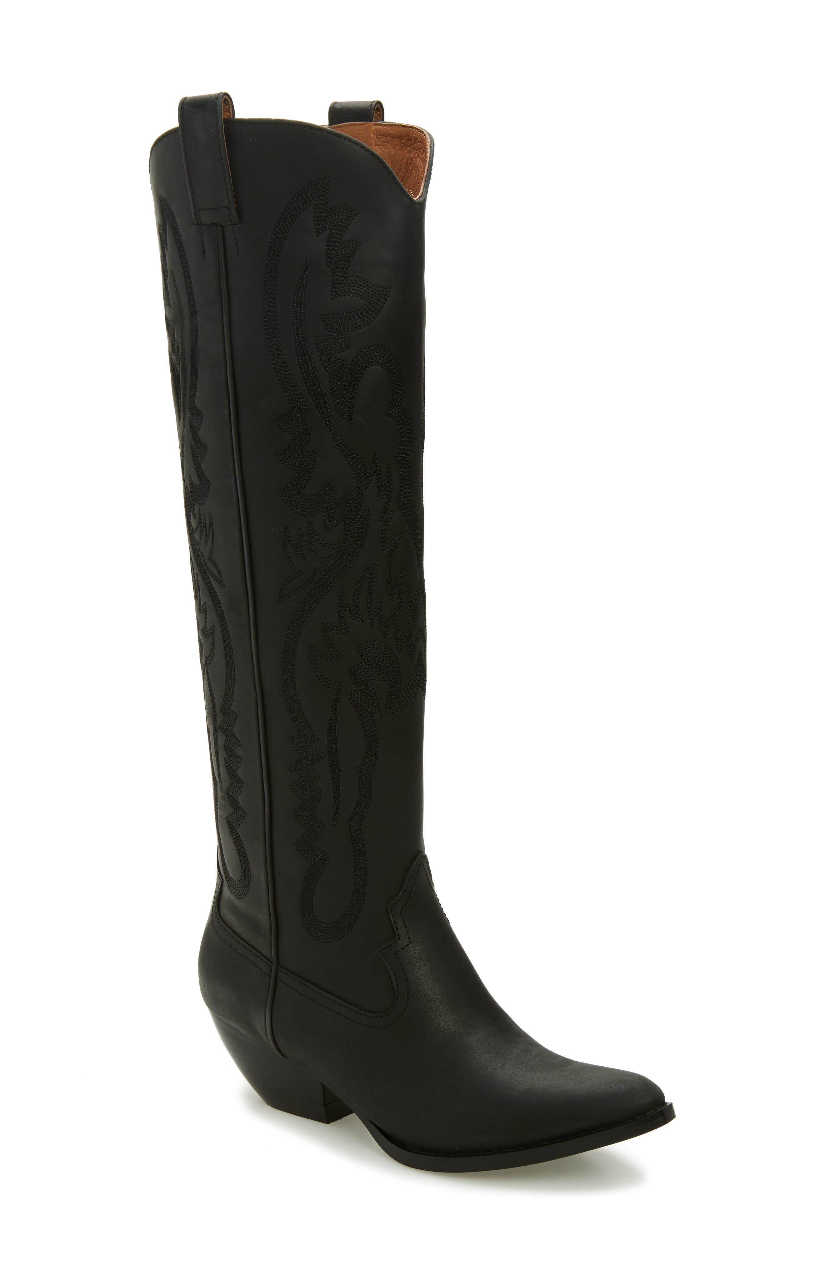 Calvera 2K Western Knee High Boot, Main, color, BLACK WASHED