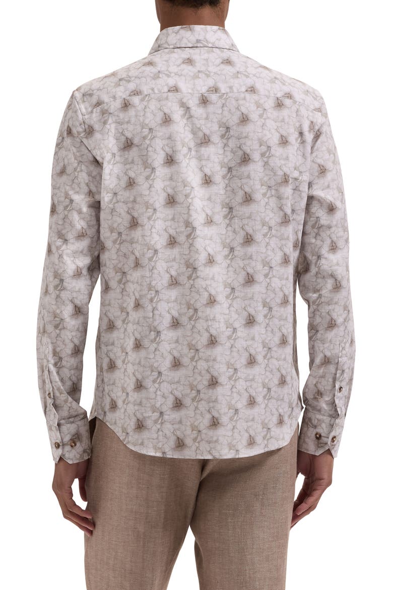 Julian Shaped Fit Floral Cotton Button-Up Shirt, Alternate, color, LIMESTONE