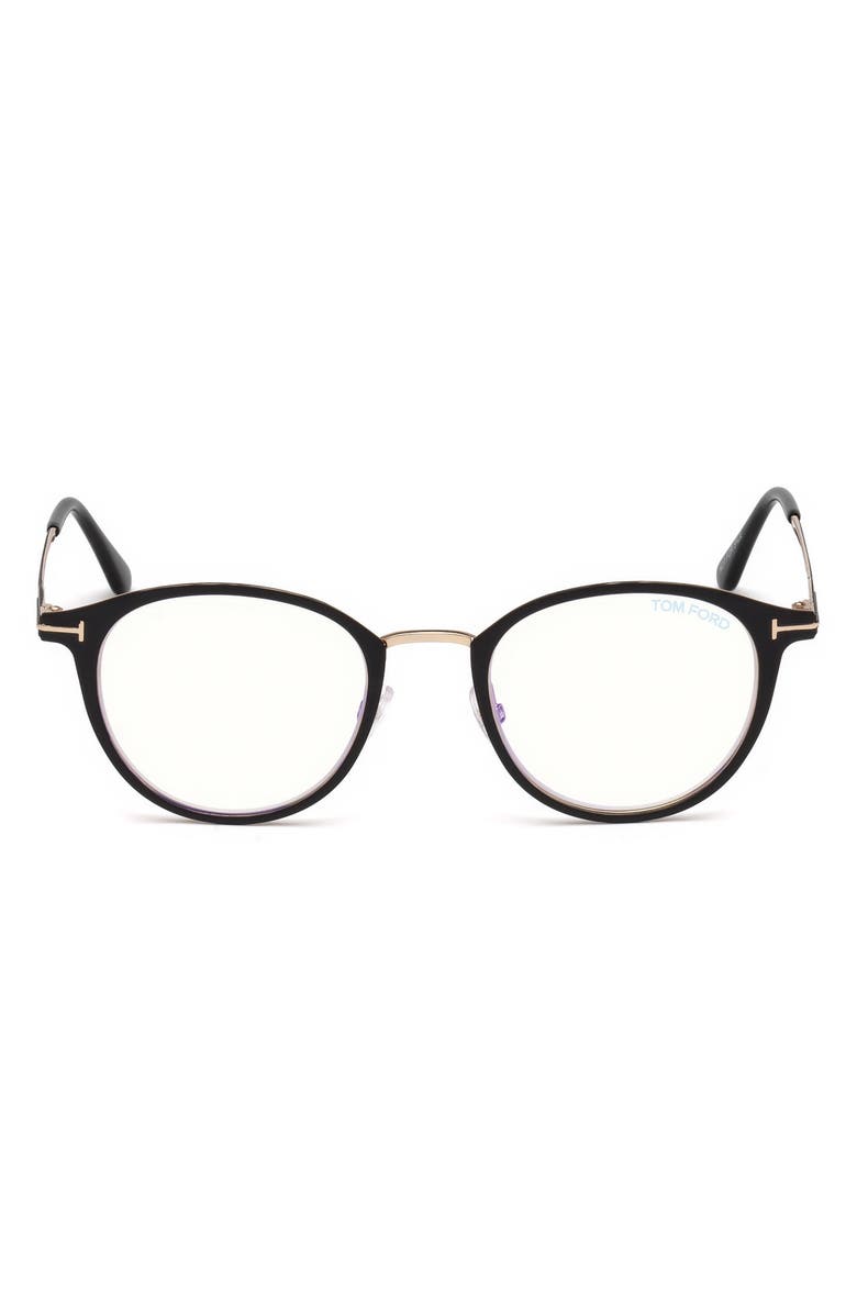 TOM FORD 49mm Small Oval Optical Glasses, Main, color, Matte Black