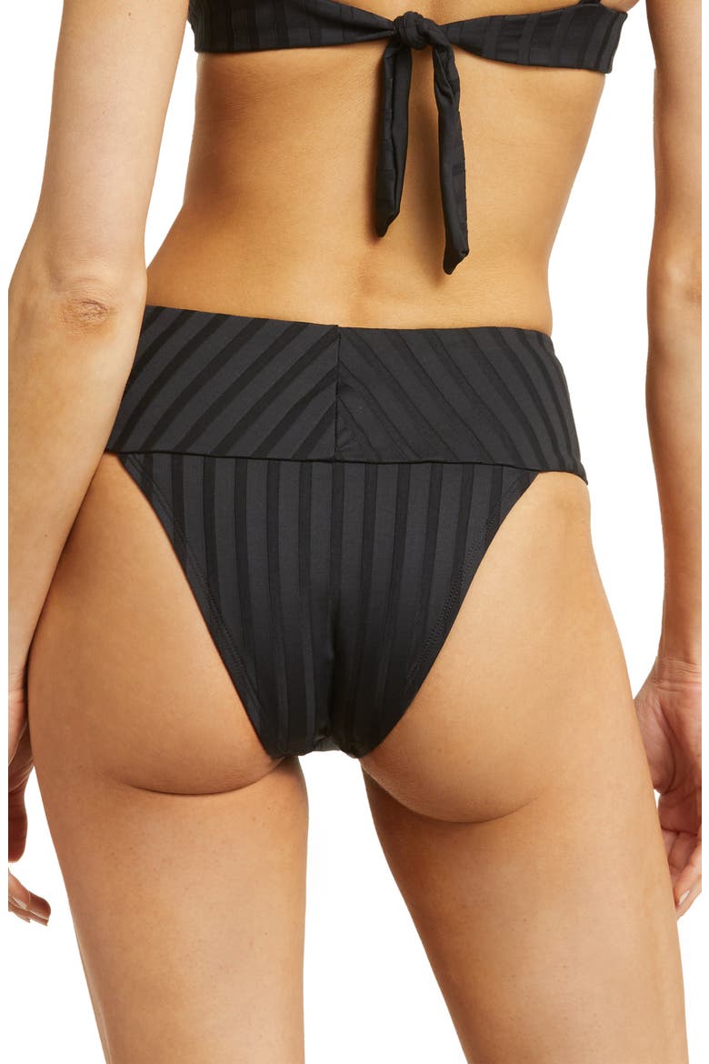 Emmi High Waist Rib Bikini Bottoms, Alternate, color, BLACK SUPER RIB