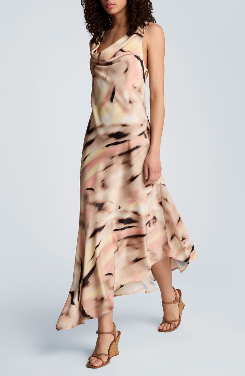 Kenneth Cole Asymmetric Hem Sleeveless Maxi Dress, Alternate, color, Timeless Taupe Multi