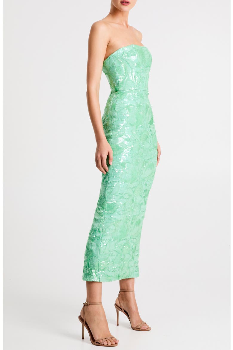 Leslie Pattern Sequin Strapless Gown, Alternate, color, SEAFOAM GREEN