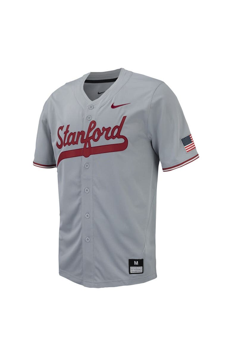 Nike Men's Nike Gray Stanford Cardinal Replica Full-Button Baseball Jersey, Alternate, color, 
