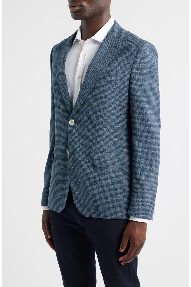 Hutson Slim Fit Micocheck Wool Blend Sport Coat, Alternate, color, DARK BLUE