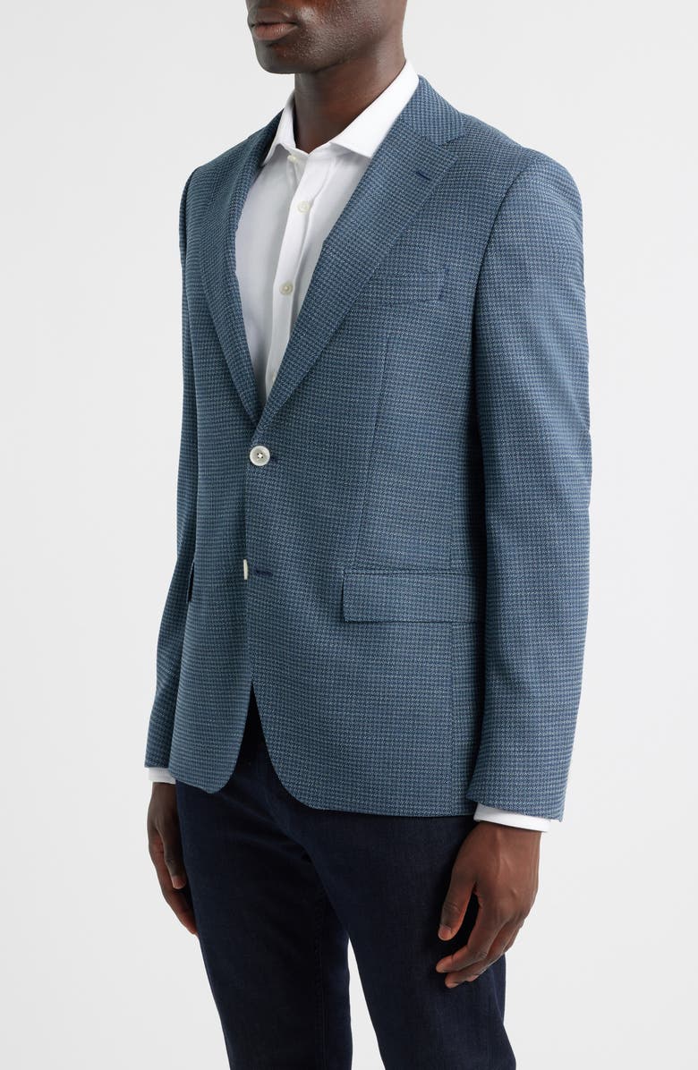 BOSS Hutson Slim Fit Micocheck Wool Blend Sport Coat, Alternate, color, Dark Blue