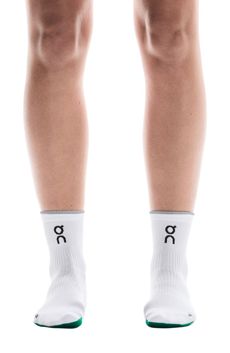 On Elite Run Quarter Socks, Alternate, color, White