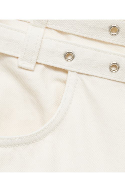 Mango Double Belt Balloon Jeans In White