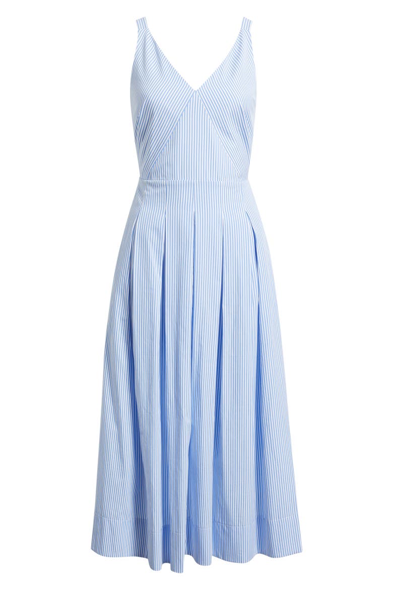 V-Neck Midi Dress, Alternate, color, BLUE WHITE