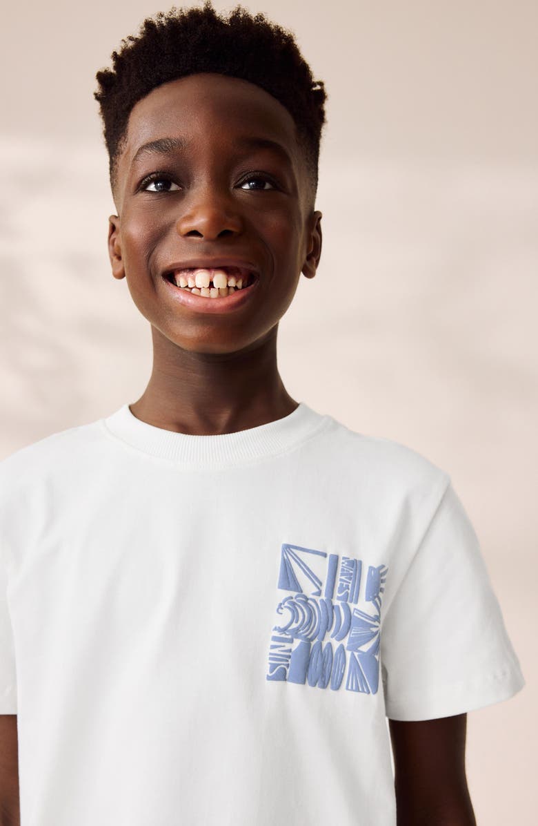 NEXT Kids' T-Shirt & Drawstring Shorts Set, Alternate, color, White/ Blue Surf