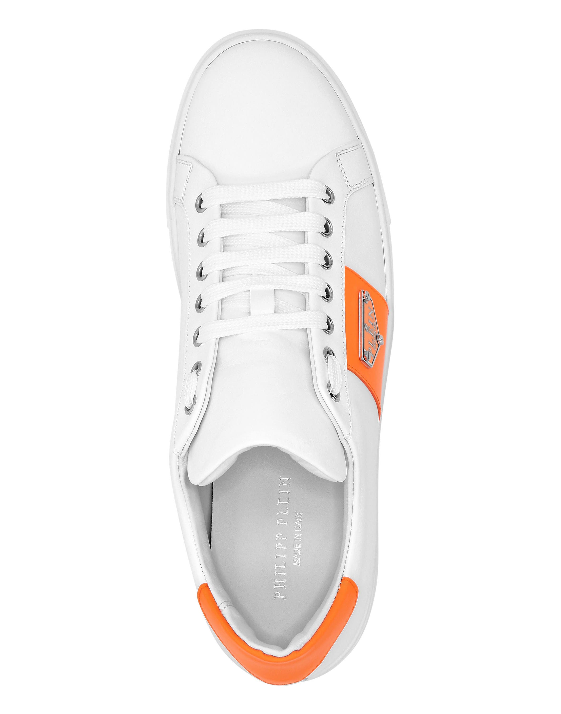 Lo-Top Sneakers Triangle Plein Unisex, Alternate, color, White/orangefluo