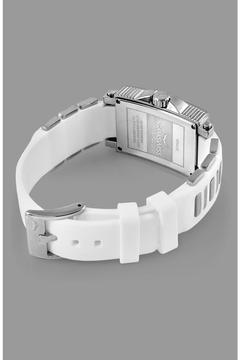 Grace Silicone Strap Diamond Watch, 58mm, Alternate, color, WHITE