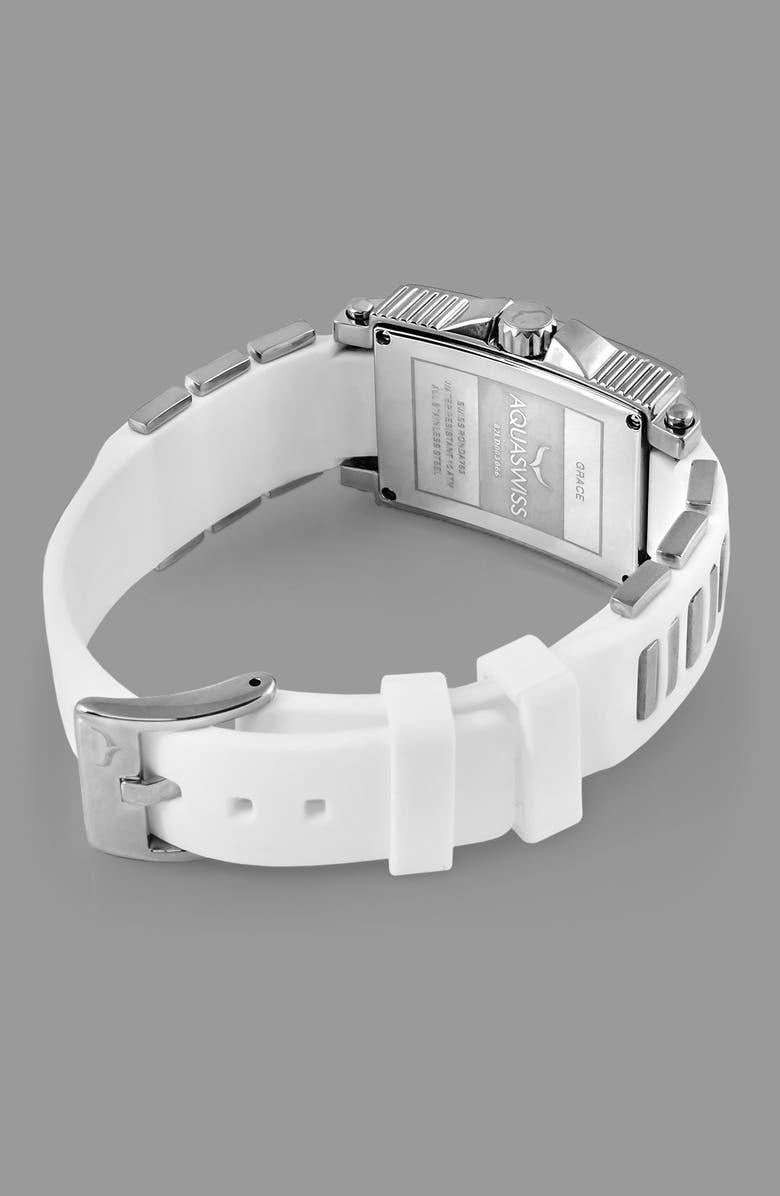 AQUASWISS Grace Silicone Strap Diamond Watch, 58mm, Alternate, color, White