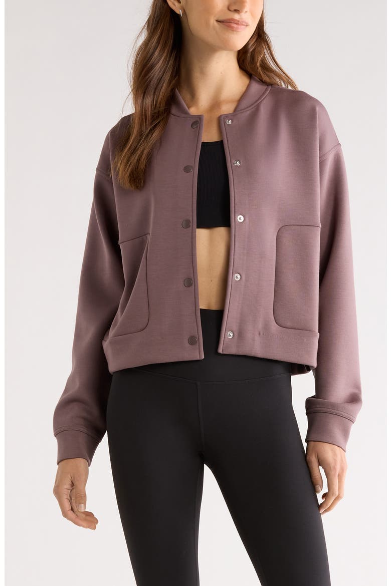 Ultra Luxe Snap Front Jacket, Main, color, GREY PLUM