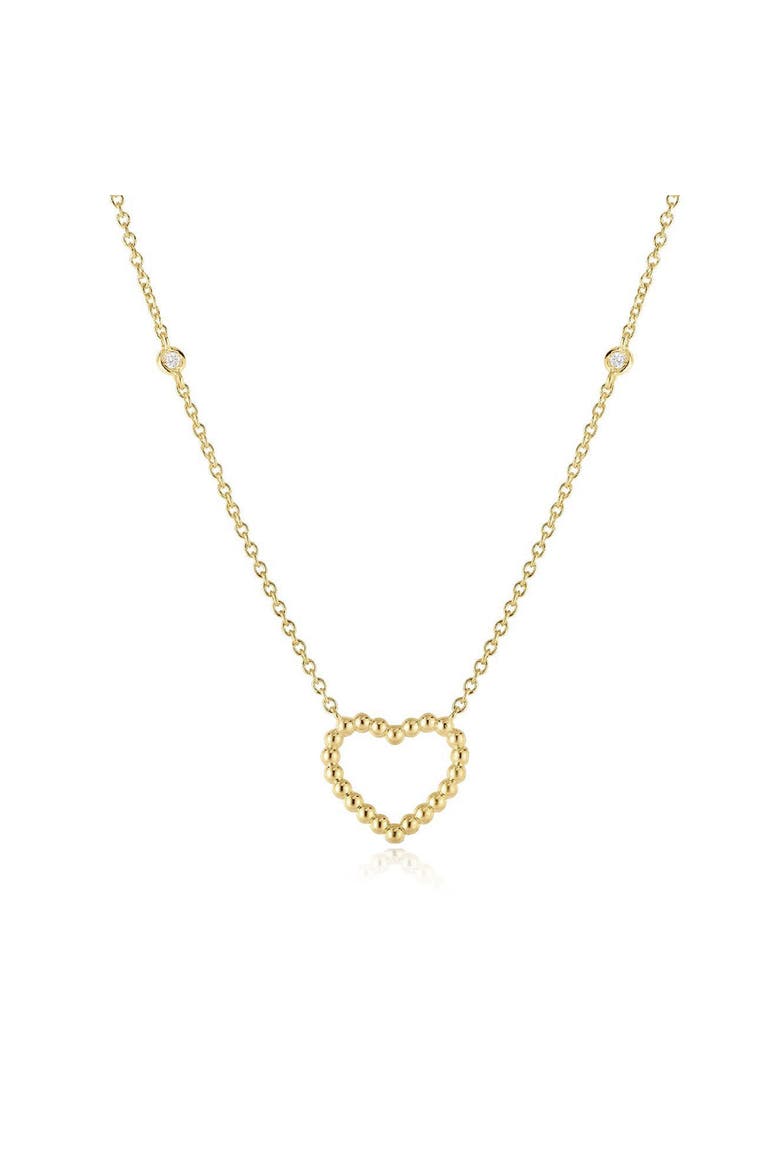 Gold Bead Open Heart Necklace, Main, color, Yellow Gold