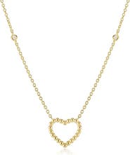 The Lovery Fine Jewelry Gold Bead Open Heart Necklace