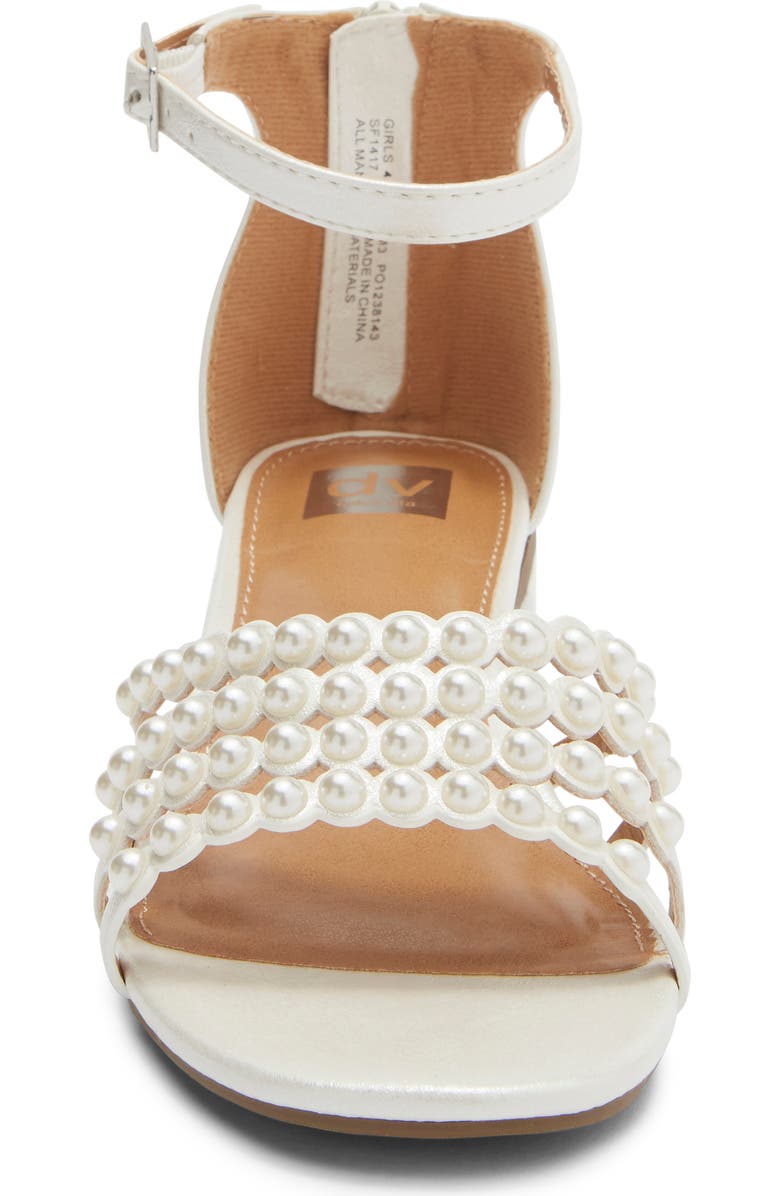 DV by Dolce Vita Kids' Gabbi Faux Pearl Sandal, Alternate, color, White