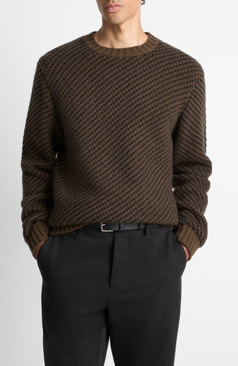 Vince Bird's Eye Wool & Cashmere Sweater, Main, color, Dark Roast