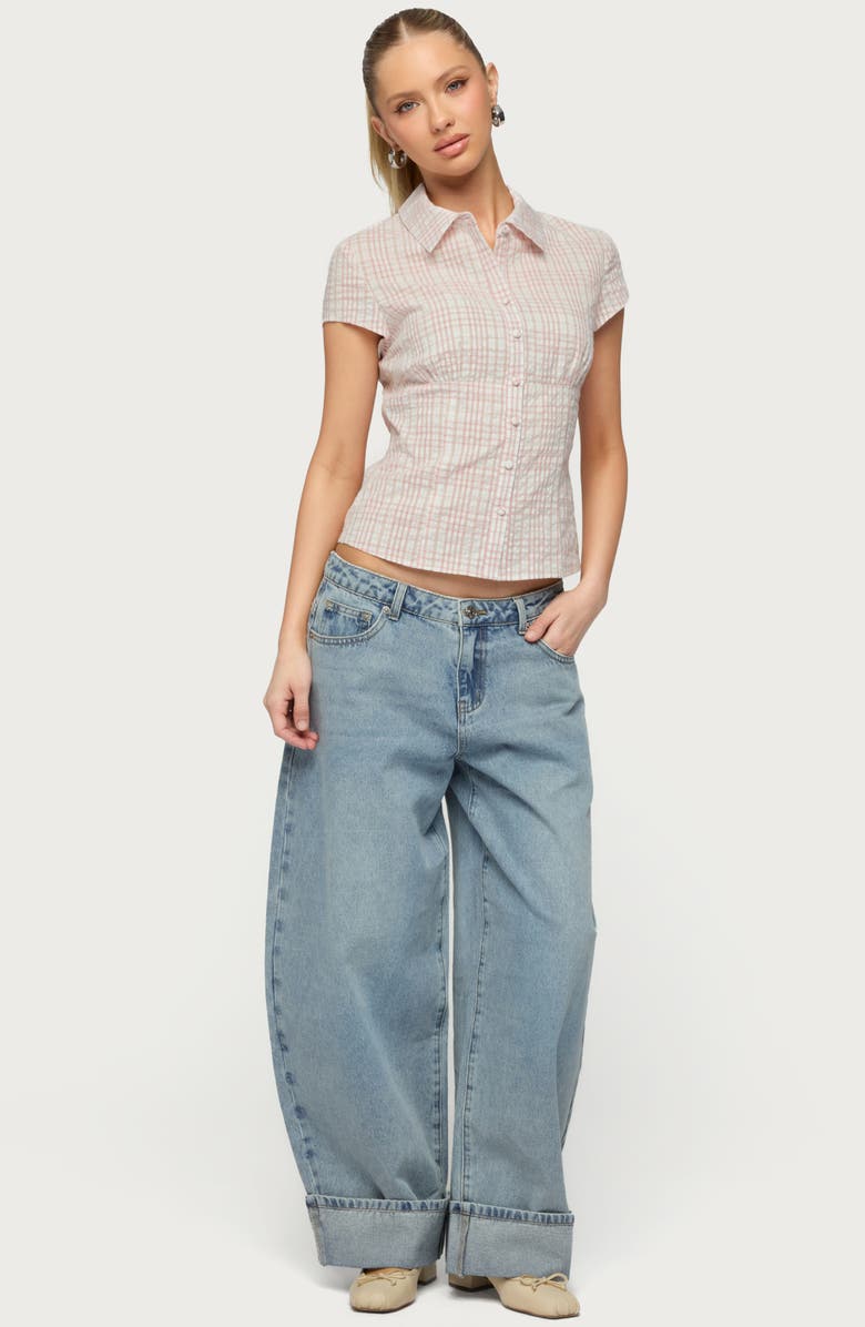 EDIKTED Kella Low Rise Baggy Wide Leg Jeans, Alternate, color, 