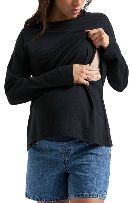 Ripe Maternity Claud Long Sleeve Nursing Top In Black