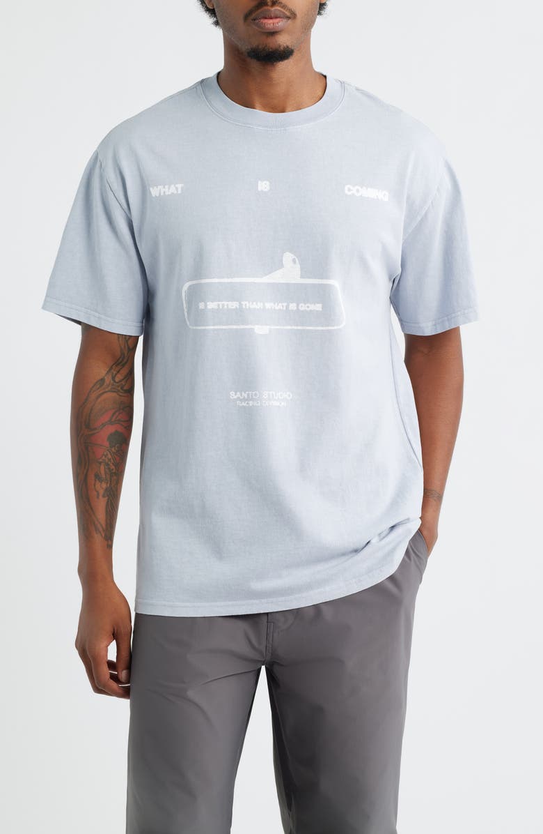 SANTO STUDIO What Is Coming Graphic T-Shirt, Main, color, Chambray