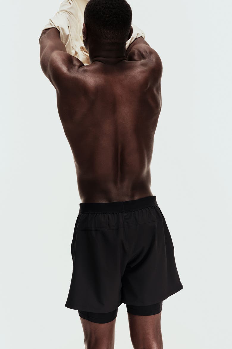Double-layered Sports Shorts With Drymove, Alternate, color, Black