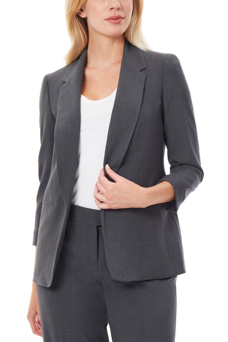 Three Quarter Sleeve Blazer, Main, color, GREY