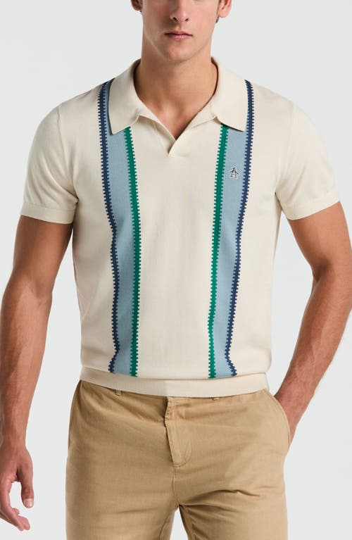 Original Penguin Vertical Stripe Cotton Polo In Neutral