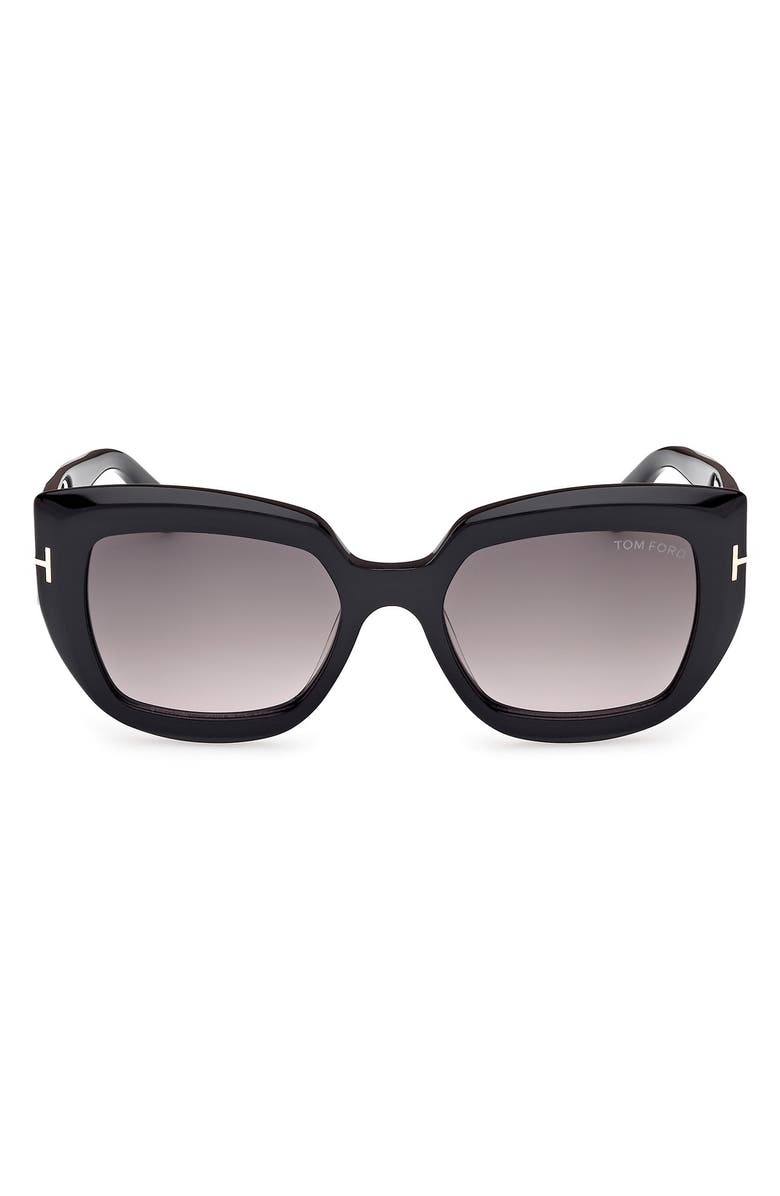 TOM FORD Saltzman 53mm Gradient Butterfly Sunglasses, Main, color, Black Eco / T Logo