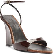 Schutz Elodie Ankle Strap Pointed Toe Wedge Sandal