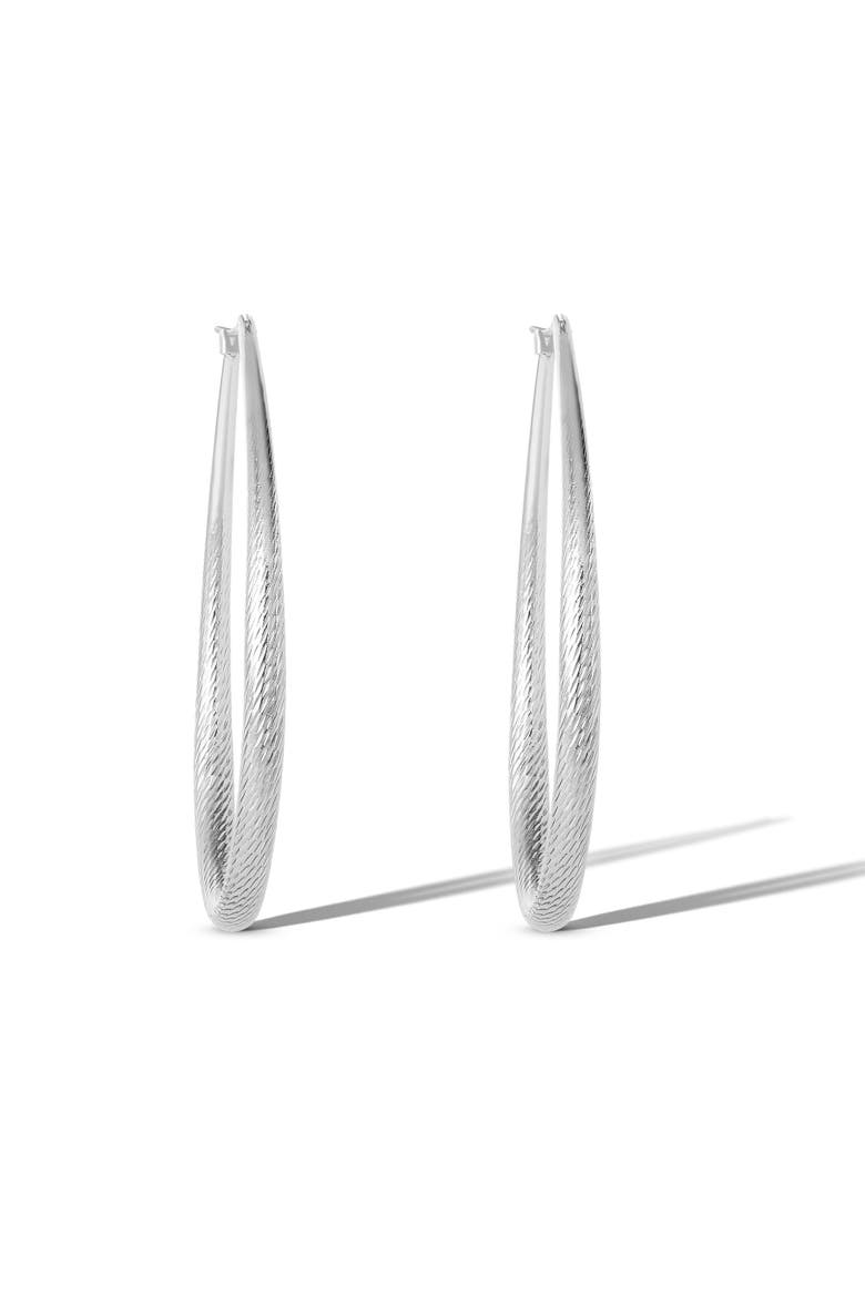 Oval Textured Large Hoop Earrings, Alternate, color, Silver