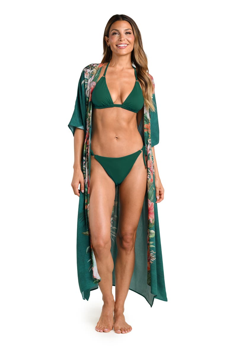 Courtyard Palms Tie Waist Kimono Cover-Up, Alternate, color, JUNGLE