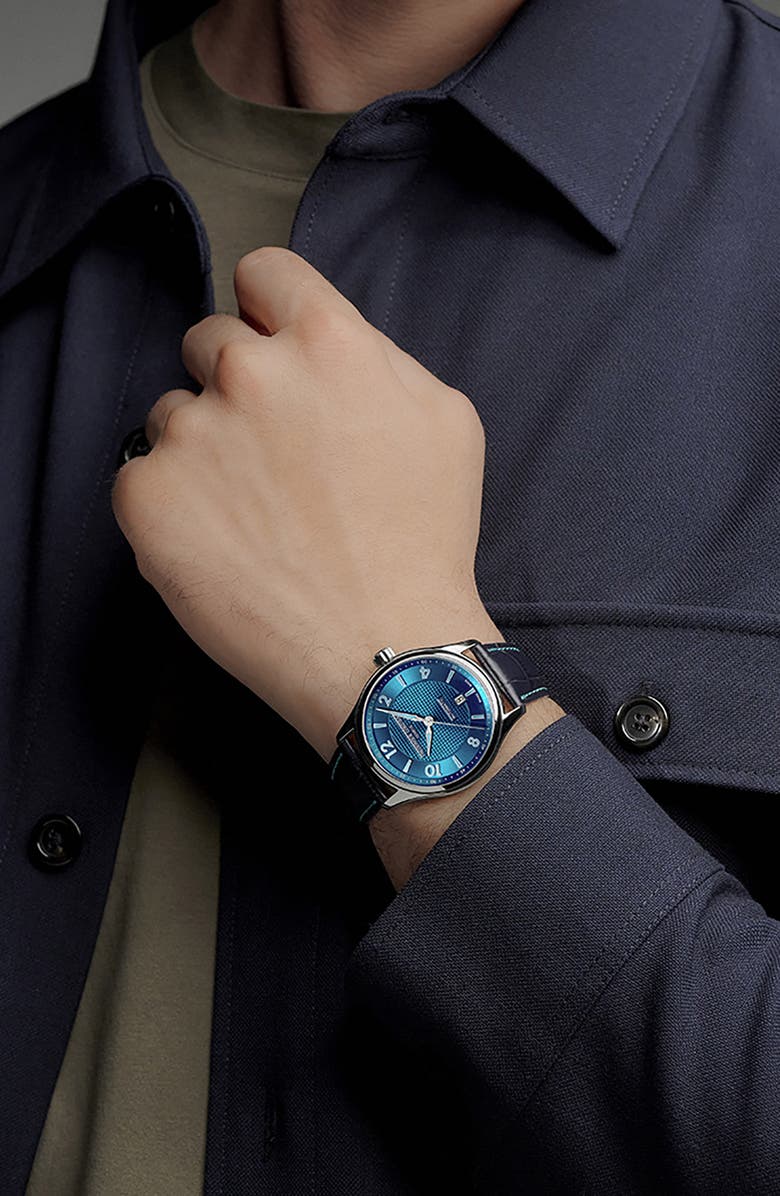 FREDERIQUE CONSTANT Classics Runabout Automatic Leather Strap Watch, 36mm, Alternate, color, 