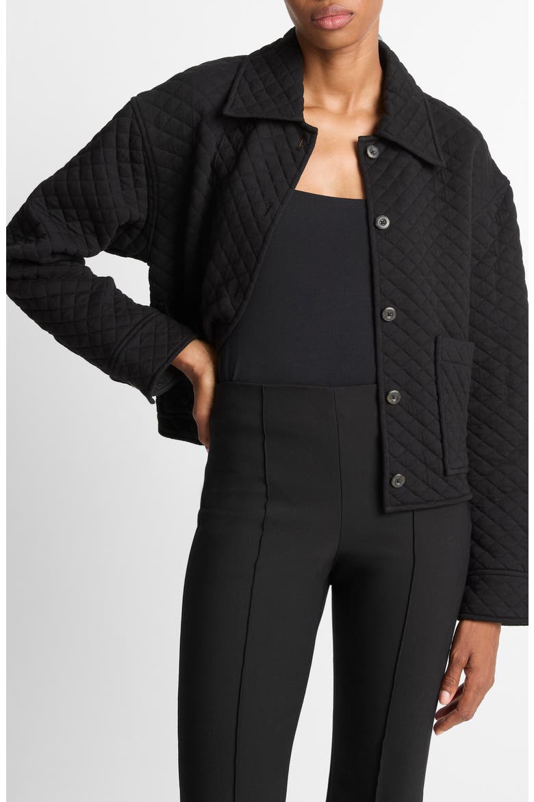 Cotton Blend Quilted Jacket, Main, color, BLACK